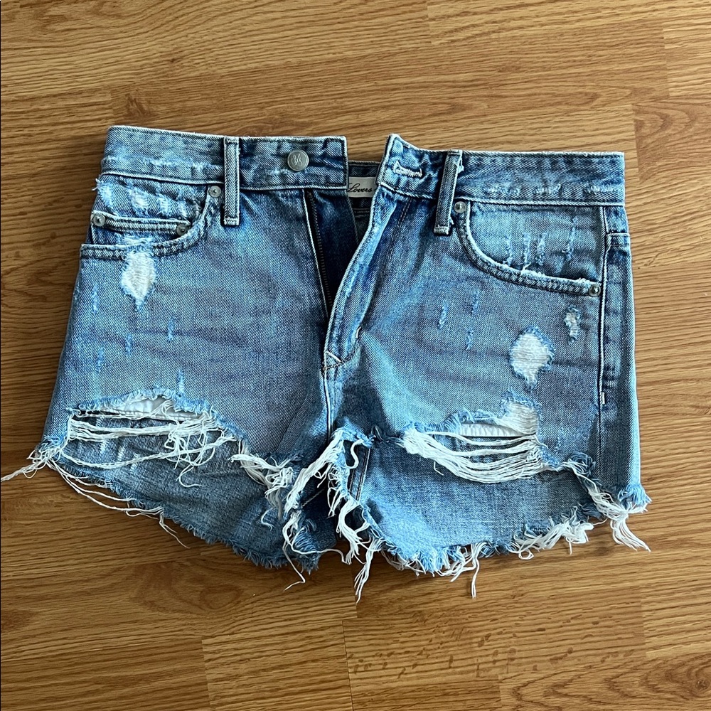 Lovers + Friends Blue Distressed Jean Shorts